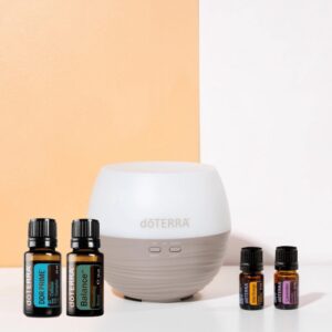 doTERRA Sensory Aromatherapy Kit - Petal 2.0 Diffuser and LAVENDER, DDR PRIME, BALANCE, WILD ORANGE DOTERRA Essential Oils