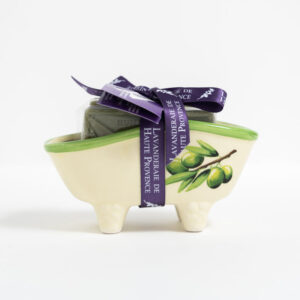 Ceramic Soap Bath + 1 Soap 100 g. Lavender scent + 1 Soap 100 g. with Olive Leaves